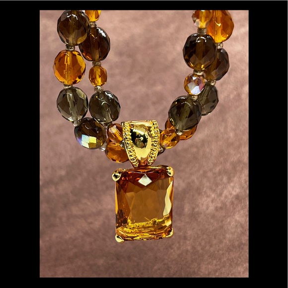 Joan Rivers Jewelry - Joan Rivers Autumn Colors Beaded Opera Length Necklaces w/a Faux Citrine Pendant